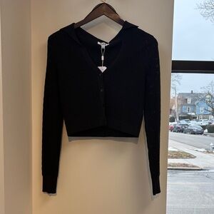 525 America Black Lace Button-Up Blouse